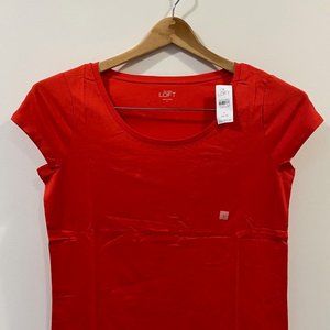 NWT Ann Taylor Loft Red Cap Sleeve Tee L